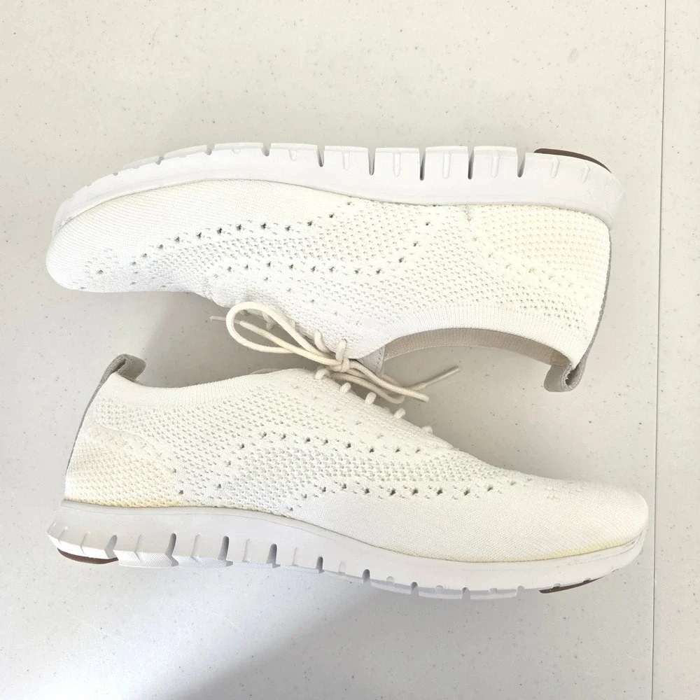Cole Haan Zerogrand Stitchlite White Knit Wingtip Oxford Sneakers W06731 W 9.5B